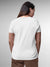 Back view of Fighterhero Women's White Round Neck T-shirt, highlighting the modern look and clean finish