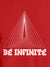 Close up of 'Be Infinite' design on Men's Red Round Neck T-shirt, highlighting intricate details and vibrant print.