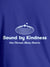 Close up of 'Bound By Kindness' design on Men's Blue Round Neck T-shirt, highlighting intricate details and vibrant print.