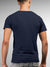 Back view of Fighterhero Men's Navy Blue Round Neck T-shirt, highlighting the modern look and clean finish