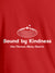 Close up of 'Bound By Kindness' design on Men's Red Round Neck T-shirt, highlighting intricate details and vibrant print.
