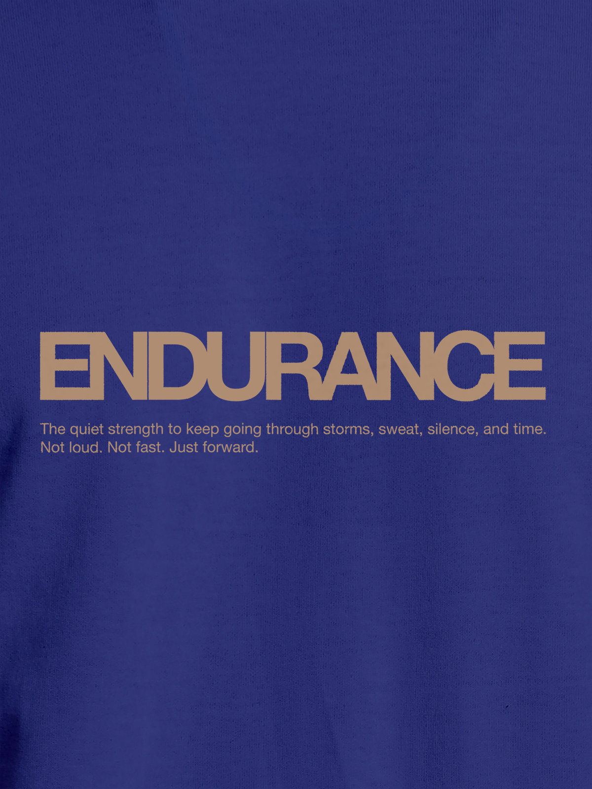 Close up of 'Endurance' design on Women's Blue Round Neck T-shirt, highlighting intricate details and vibrant print.