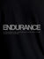 Close up of 'Endurance' design on Men's Black Round Neck T-shirt, highlighting intricate details and vibrant print.