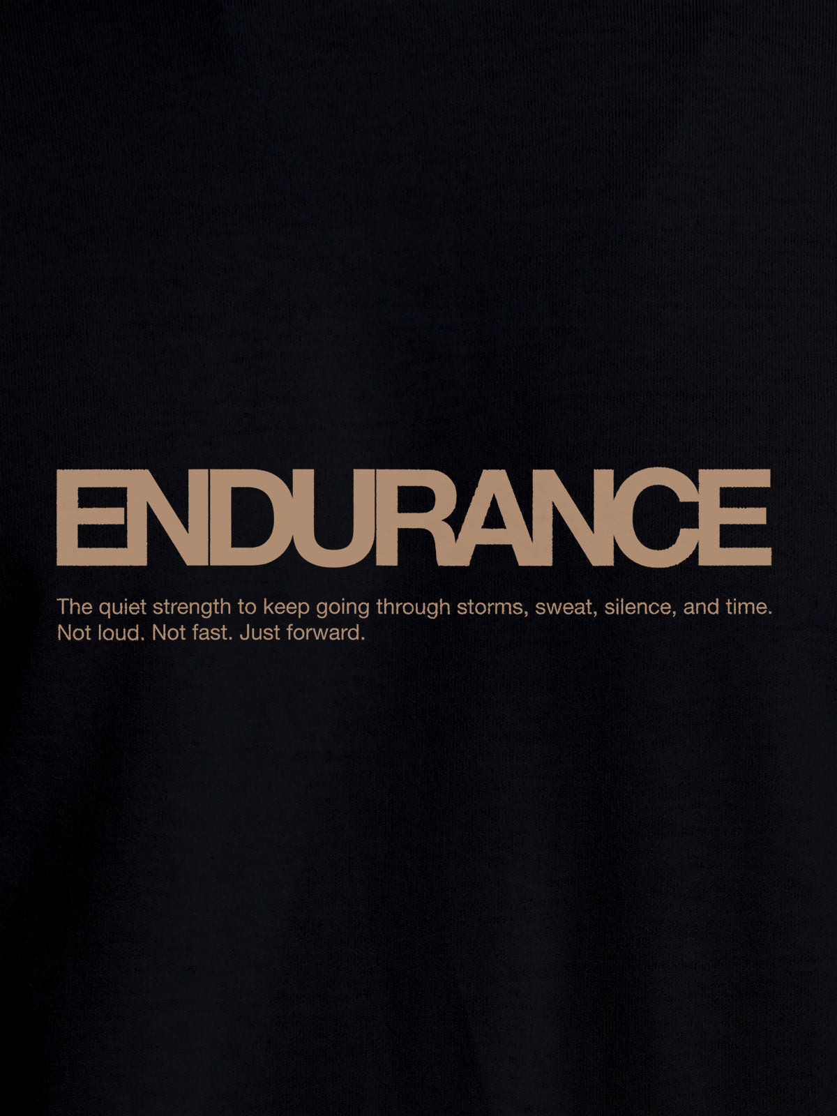 Close up of 'Endurance' design on Women's Black Round Neck T-shirt, highlighting intricate details and vibrant print.