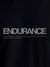 Close up of 'Endurance' design on Women's Black Round Neck T-shirt, highlighting intricate details and vibrant print.