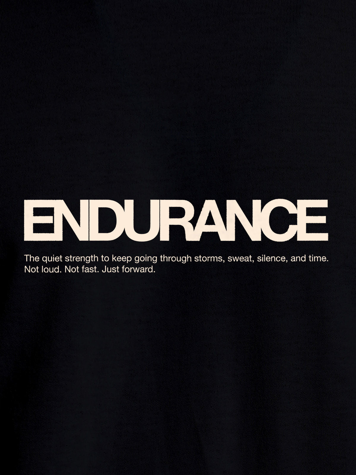 Close up of 'Endurance' design on Women's Black Round Neck T-shirt, highlighting intricate details and vibrant print.