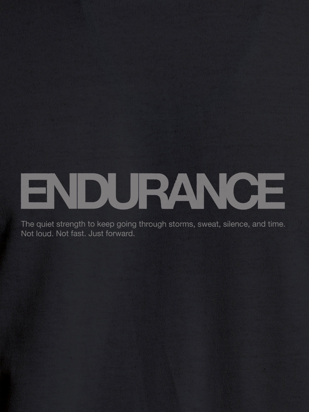 Close up of 'Endurance' design on Women's Dark Grey Round Neck T-shirt, highlighting intricate details and vibrant print.