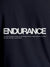 Close up of 'Endurance' design on Men's Navy Blue Round Neck T-shirt, highlighting intricate details and vibrant print.