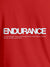Close up of 'Endurance' design on Men's Red Round Neck T-shirt, highlighting intricate details and vibrant print.