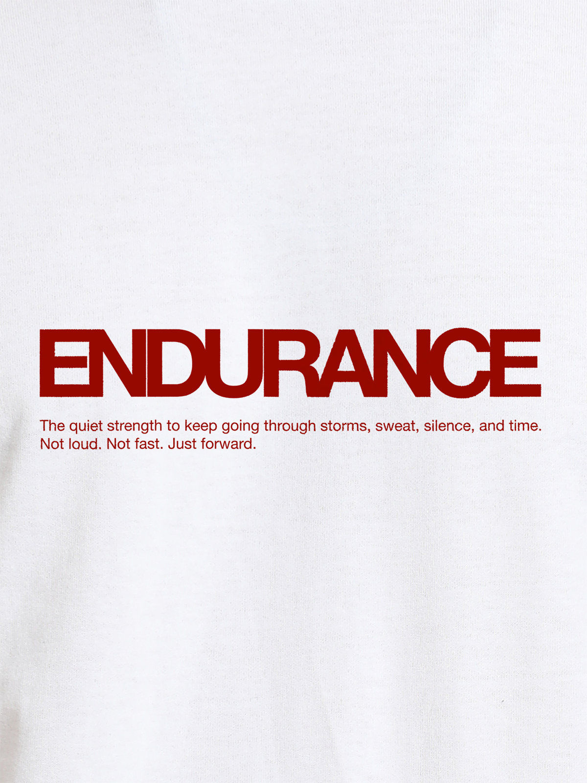Close up of 'Endurance' design on Women's White Round Neck T-shirt, highlighting intricate details and vibrant print.