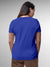 Back view of Fighterhero Women's Blue Round Neck T-shirt, highlighting the modern look and clean finish