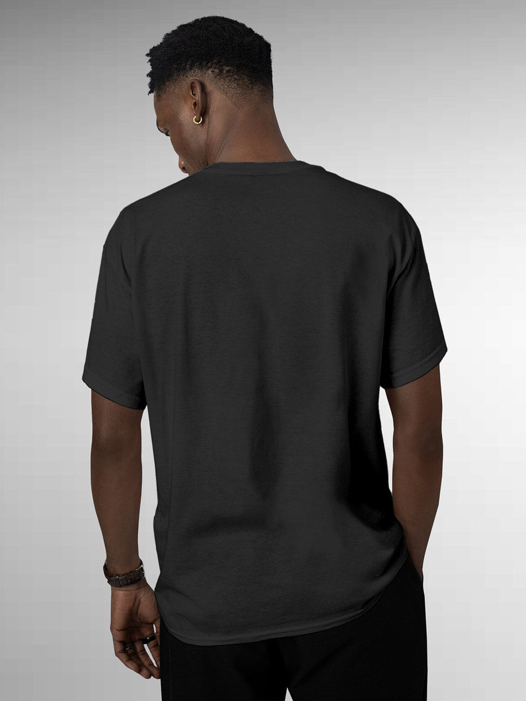 Back view of Fighterhero Men's Dark Grey Round Neck T-shirt, highlighting the modern look and clean finish
