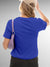 Back view of Fighterhero Women's Blue Round Neck T-shirt, highlighting the modern look and clean finish