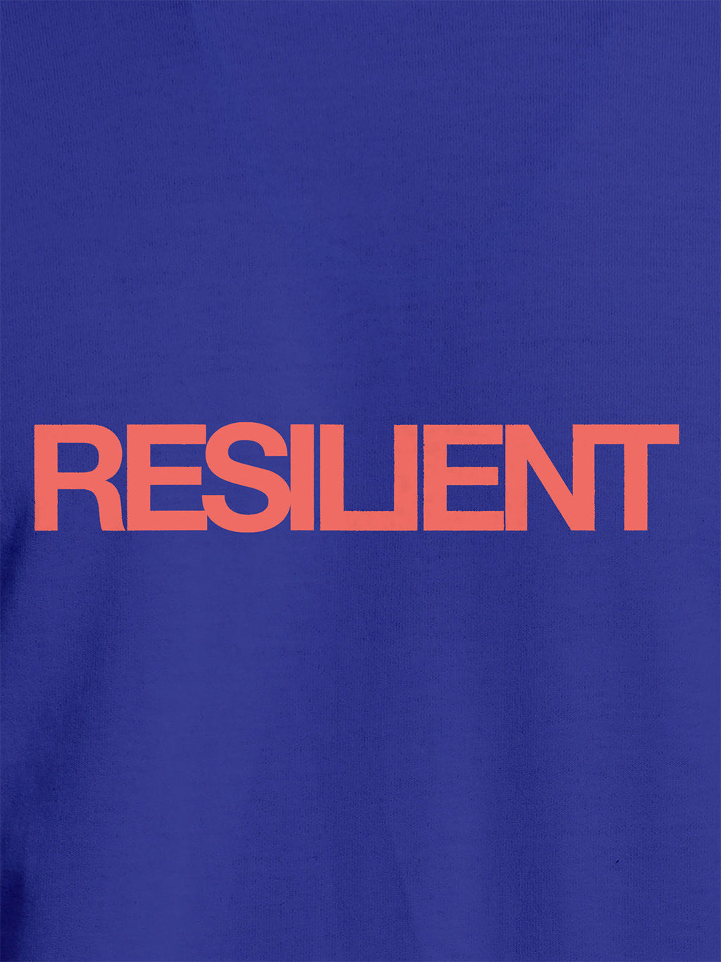 Close up of 'Resilient' design on Women's Blue Round Neck T-shirt, highlighting intricate details and vibrant print.