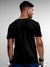 Back view of Fighterhero Men's Black Round Neck T-shirt, highlighting the modern look and clean finish
