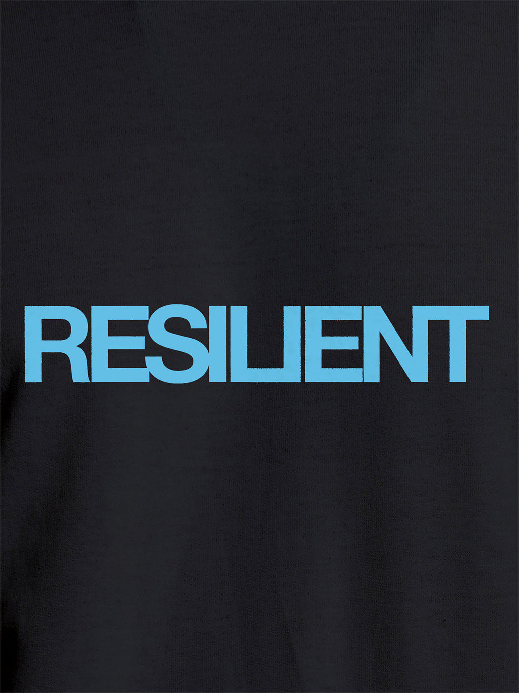 Close up of 'Resilient' design on Women's Dark Grey Round Neck T-shirt, highlighting intricate details and vibrant print.