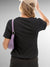 Back view of Fighterhero Women's Dark Grey Round Neck T-shirt, highlighting the modern look and clean finish