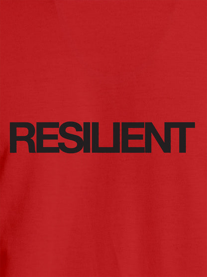 Close up of 'Resilient' design on Women's Red Round Neck T-shirt, highlighting intricate details and vibrant print.