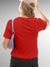 Back view of Fighterhero Women's Red Round Neck T-shirt, highlighting the modern look and clean finish