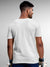 Back view of Fighterhero Men's White Round Neck T-shirt, highlighting the modern look and clean finish