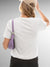 Back view of Fighterhero Women's White Round Neck T-shirt, highlighting the modern look and clean finish