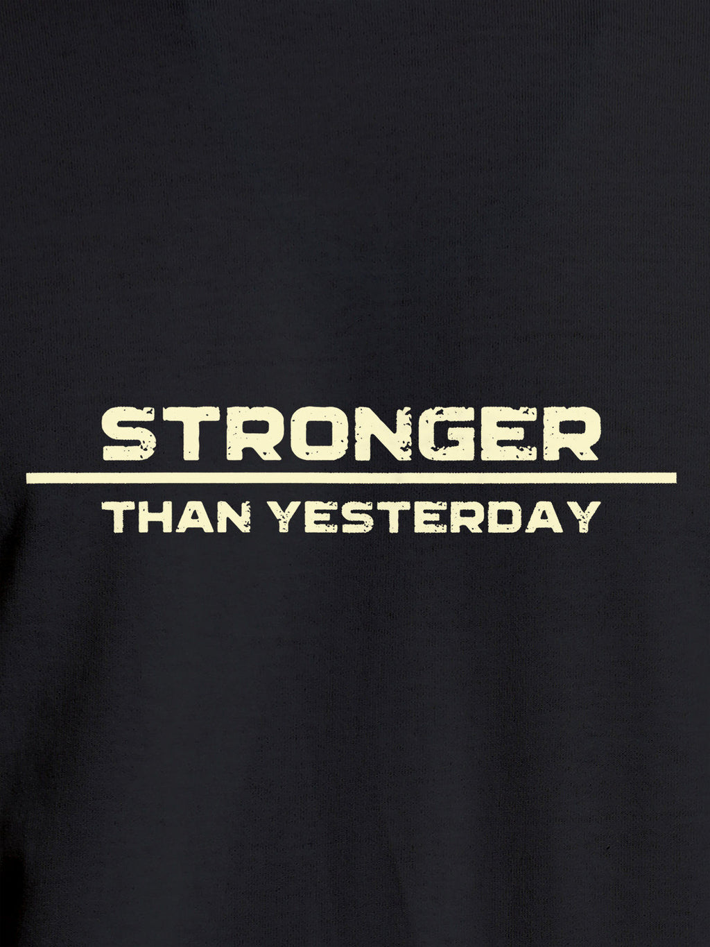 Close up of 'Stronger Than Yesterday' design on Women's Dark Grey Round Neck T-shirt, highlighting intricate details and vibrant print.