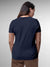 Back view of Fighterhero Women's Navy Blue Round Neck T-shirt, highlighting the modern look and clean finish