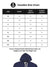 Size chart for Fighterhero Men's Hoodie in Navy Blue with 'Ambition & Drive' design - Size S-40