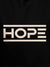 Close up of 'Hope' design on Men's Black Hoodie Sweatshirt, highlighting intricate details and vibrant print.