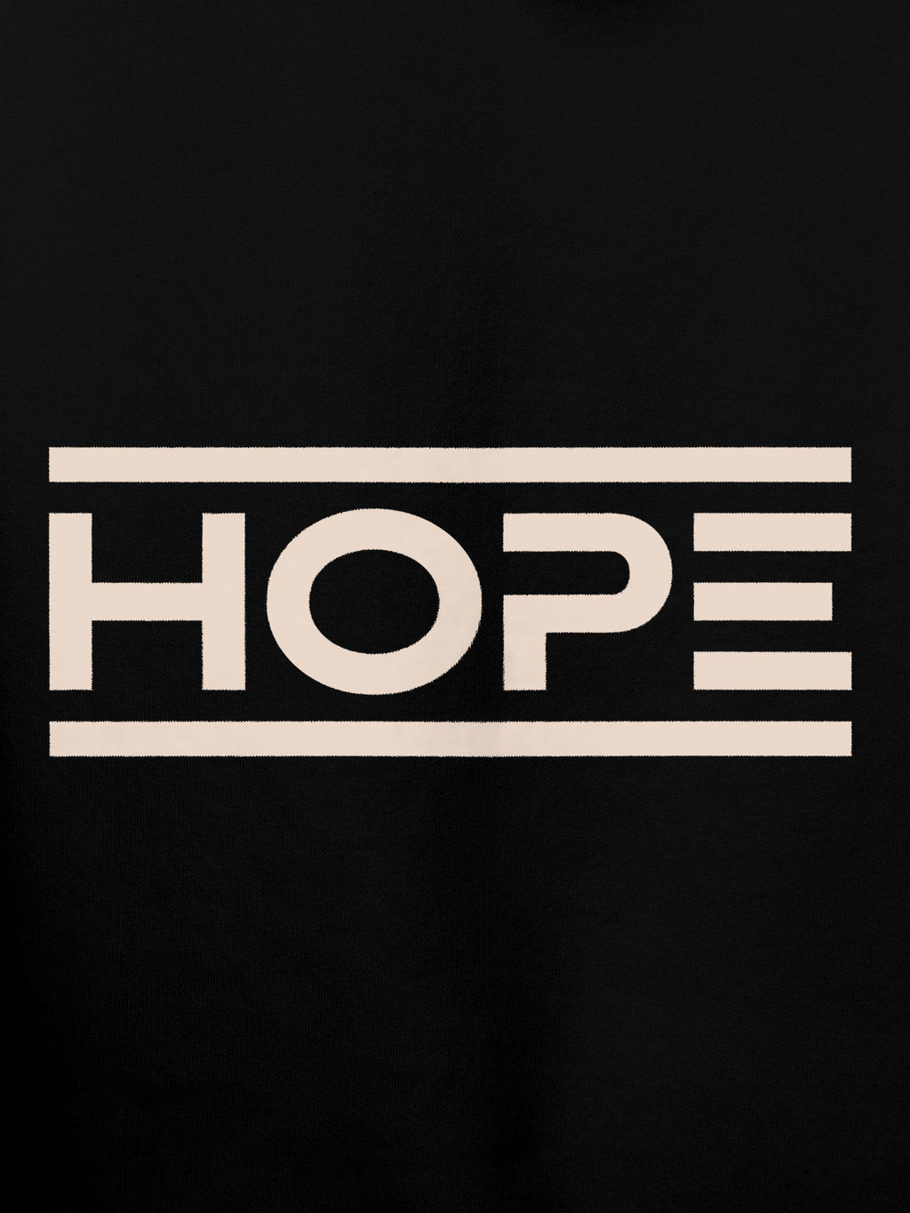 Close up of 'Hope' design on Women's Black Hoodie Sweatshirt, highlighting intricate details and vibrant print.