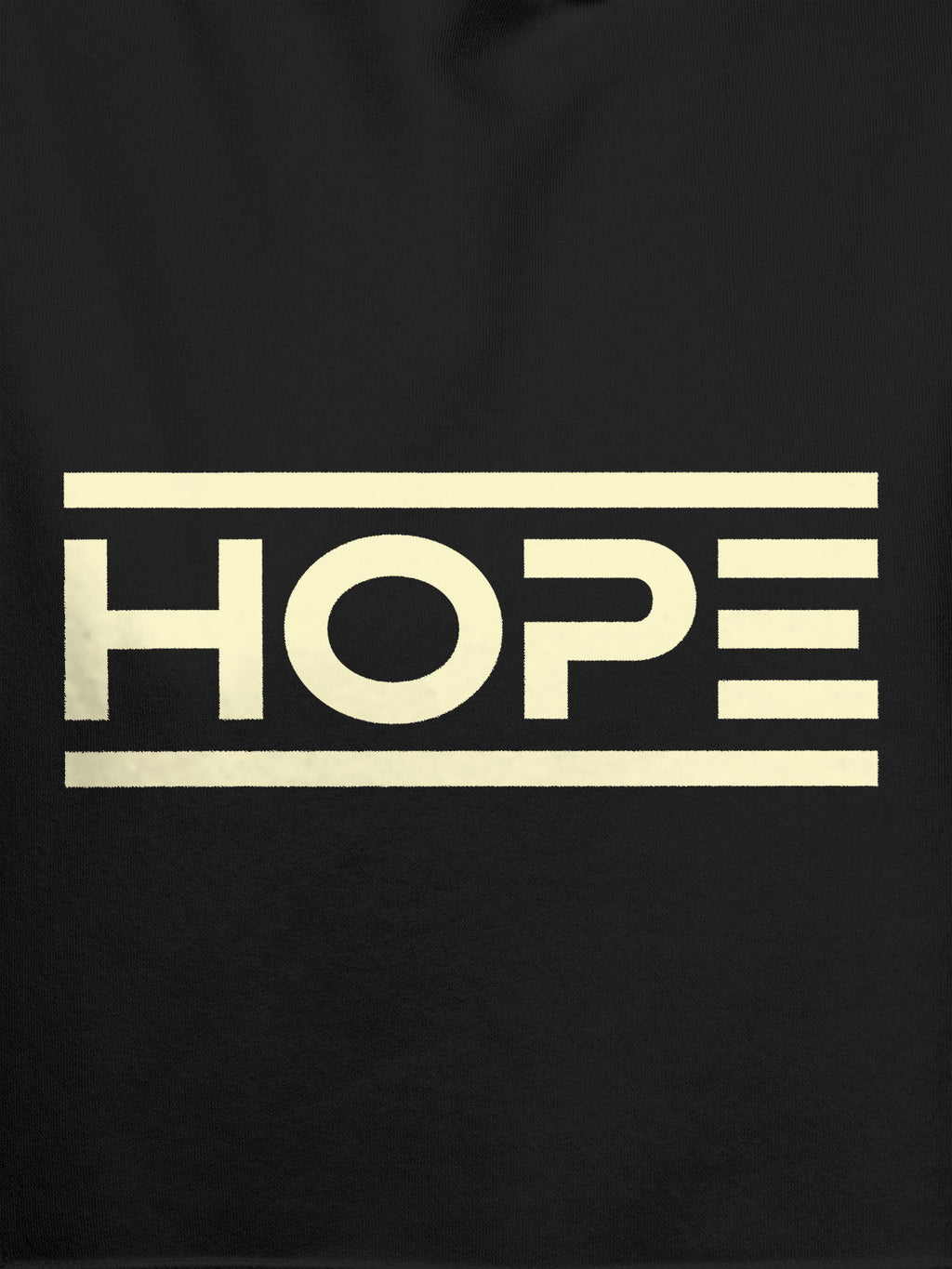 Close up of 'Hope' design on Men's Dark Grey Hoodie Sweatshirt, highlighting intricate details and vibrant print.