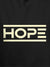 Close up of 'Hope' design on Men's Dark Grey Hoodie Sweatshirt, highlighting intricate details and vibrant print.