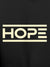 Close up of 'Hope' design on Women's Dark Grey Hoodie Sweatshirt, highlighting intricate details and vibrant print.