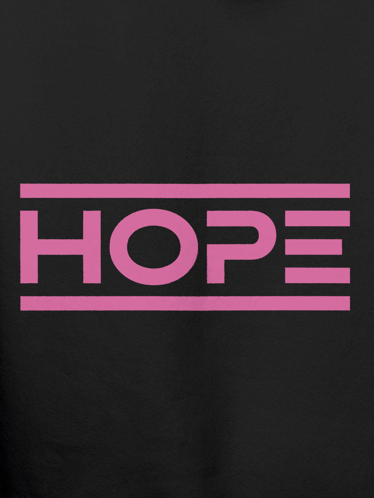 Close up of 'Hope' design on Women's Dark Grey Hoodie Sweatshirt, highlighting intricate details and vibrant print.