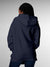 Back view of Fighterhero Women's Navy Blue Hoodie Sweatshirt, highlighting the modern look and clean finish