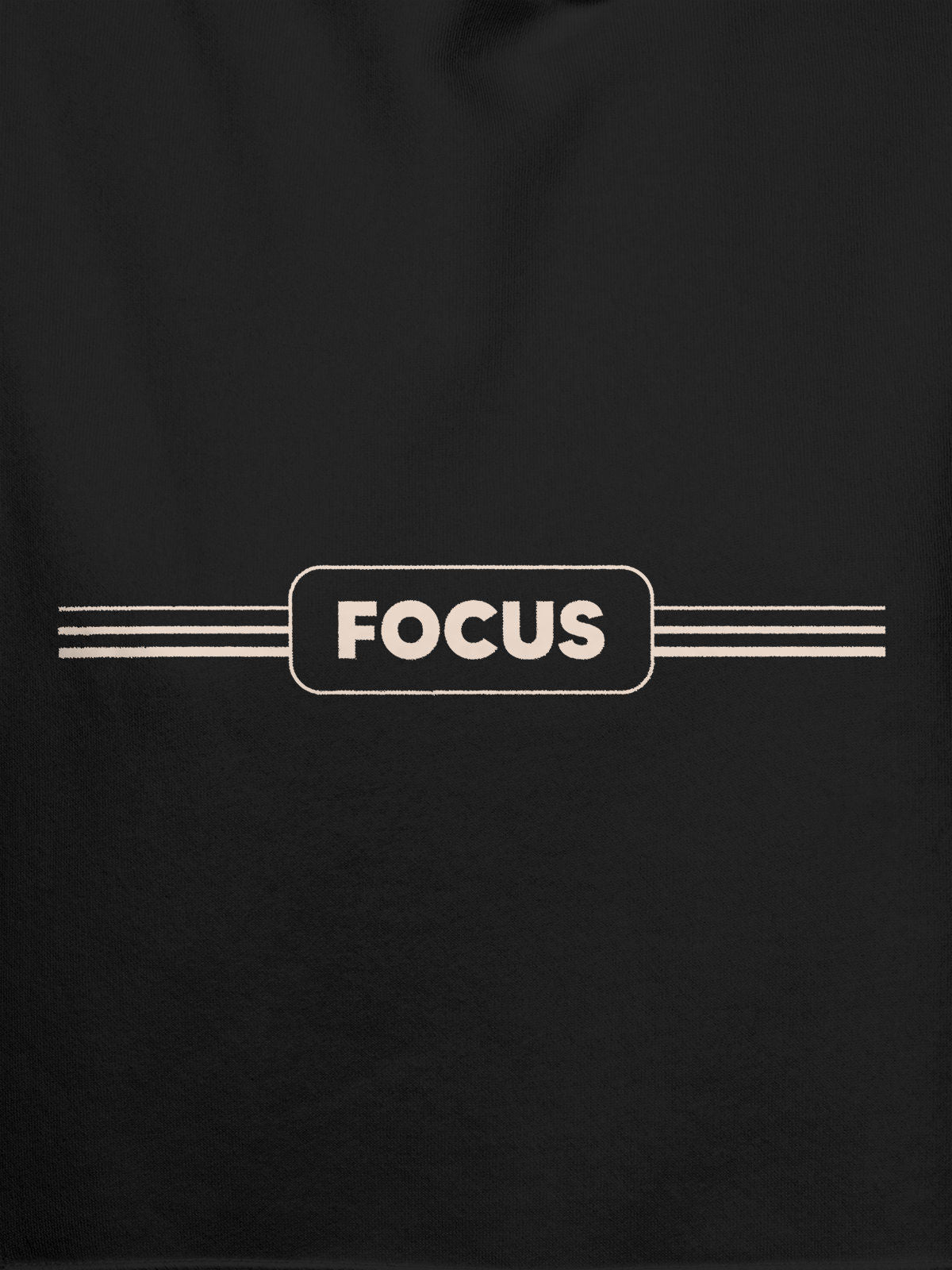 Close up of 'Focus' design on Women's Dark Grey Hoodie Sweatshirt, highlighting intricate details and vibrant print.