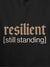 Close up of 'Resilient' design on Men's Dark Grey Hoodie Sweatshirt, highlighting intricate details and vibrant print.