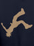 Close up of another 'Resilient' design on Men's Navy Blue Hooded Sweatshirt, highlighting the vibrant details.