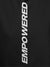 Close up of 'Empowered' design on Men's Dark Grey Hoodie Sweatshirt, highlighting intricate details and vibrant print.