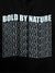 Close up of 'Bold By Nature' design on Men's Black Hoodie Sweatshirt, highlighting intricate details and vibrant print.