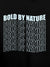 Close up of 'Bold By Nature' design on Women's Black Hoodie Sweatshirt, highlighting intricate details and vibrant print.