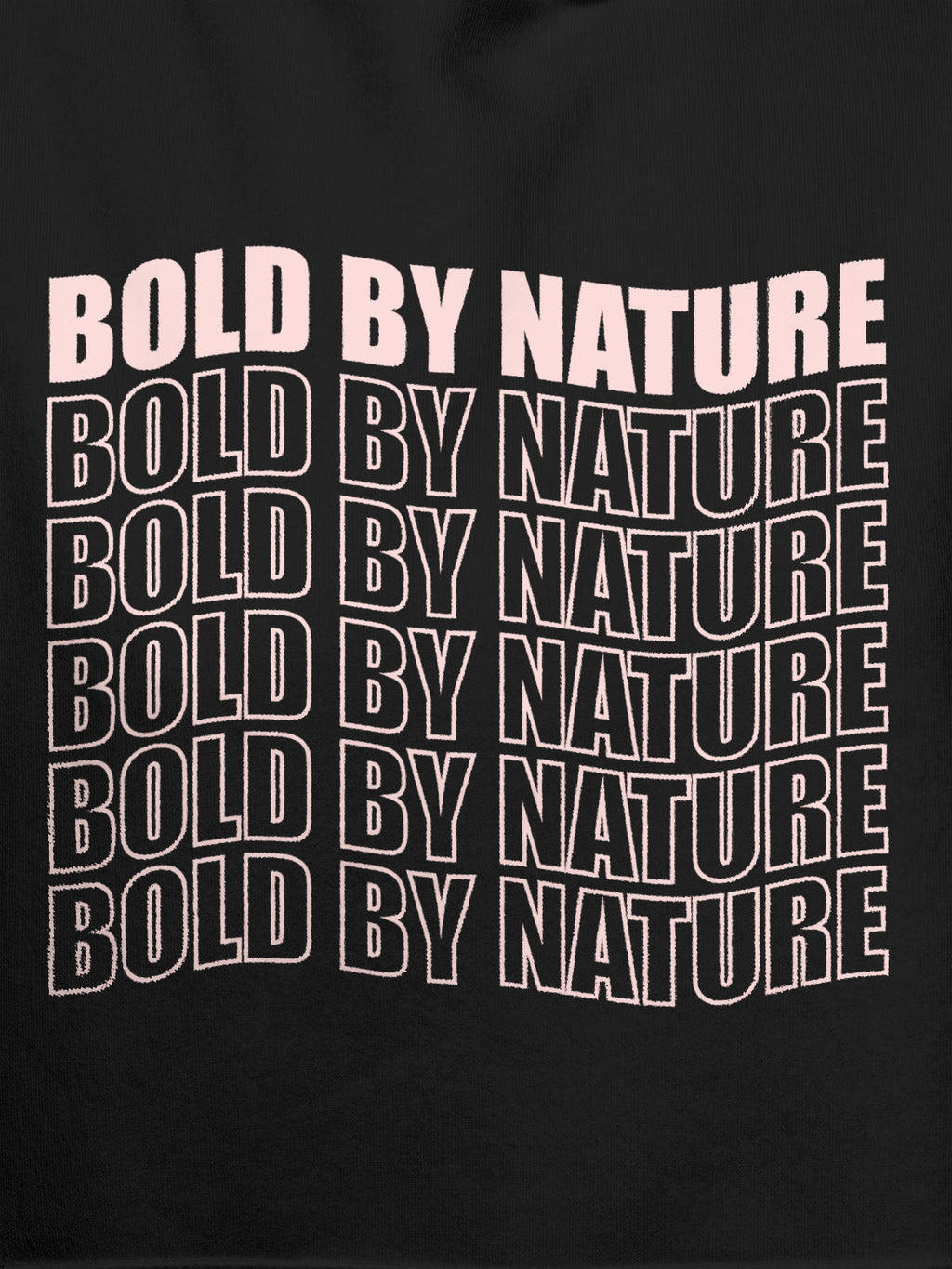 Close up of 'Bold By Nature' design on Men's Dark Grey Hoodie Sweatshirt, highlighting intricate details and vibrant print.