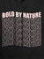 Close up of 'Bold By Nature' design on Men's Dark Grey Hoodie Sweatshirt, highlighting intricate details and vibrant print.