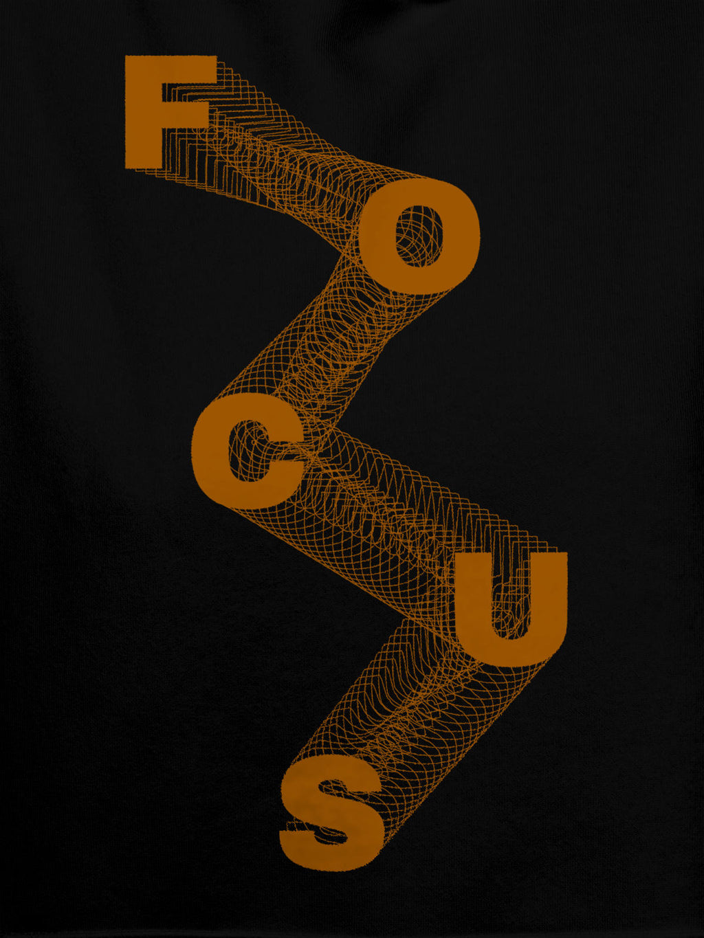 Close up of 'Focus' design on Women's Black Hoodie Sweatshirt, highlighting intricate details and vibrant print.