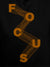 Close up of 'Focus' design on Women's Black Hoodie Sweatshirt, highlighting intricate details and vibrant print.