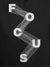 Close up of 'Focus' design on Women's Dark Grey Hoodie Sweatshirt, highlighting intricate details and vibrant print.