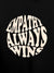 Close up of 'Empathy Always Wins' design on Women's Black Hoodie Sweatshirt, highlighting intricate details and vibrant print.