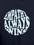 Close up of 'Empathy Always Wins' design on Women's Navy Blue Hoodie Sweatshirt, highlighting intricate details and vibrant print.