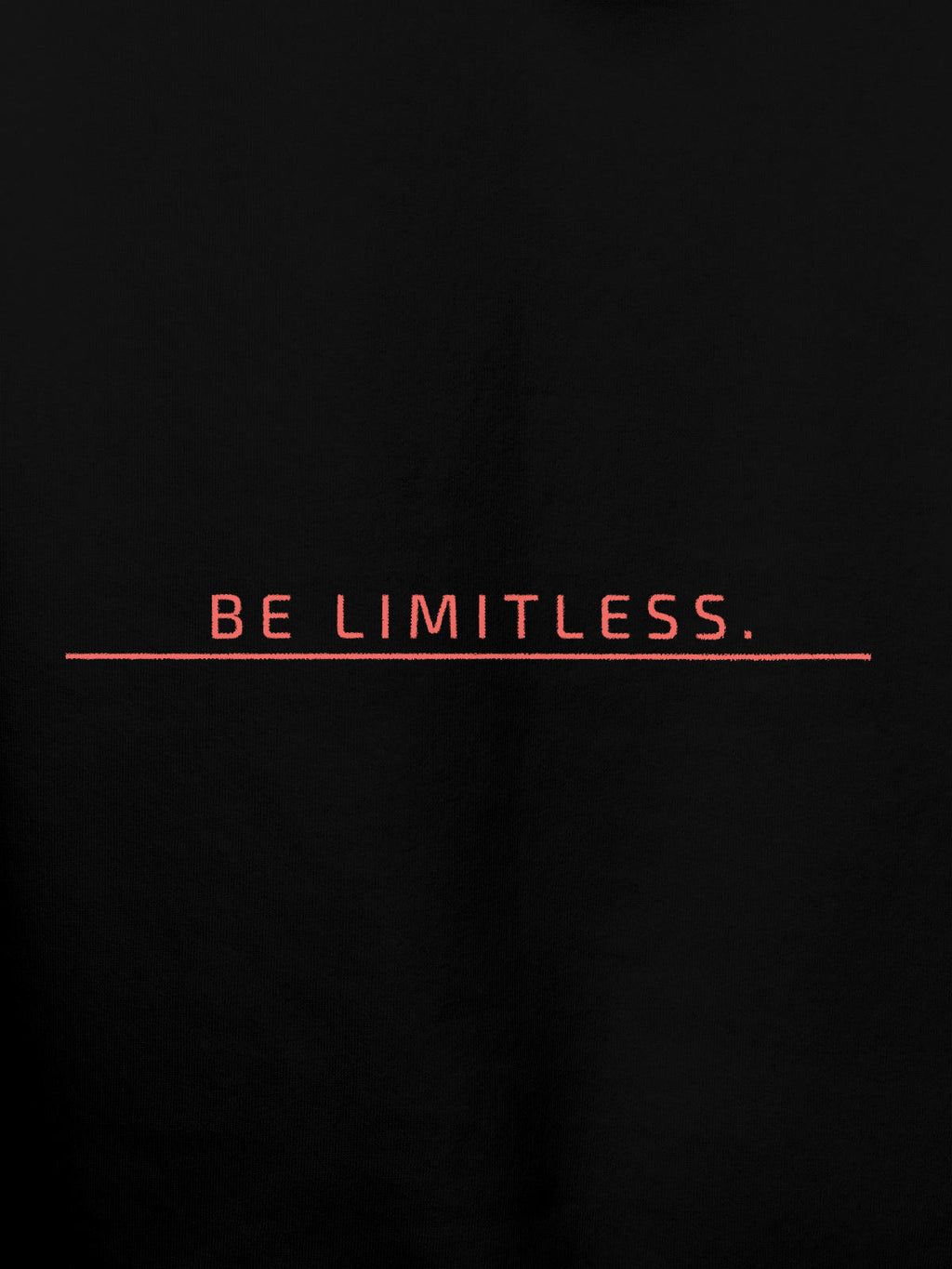 Close up of 'Be Limitless' design on Women's Black Hoodie Sweatshirt, highlighting intricate details and vibrant print.