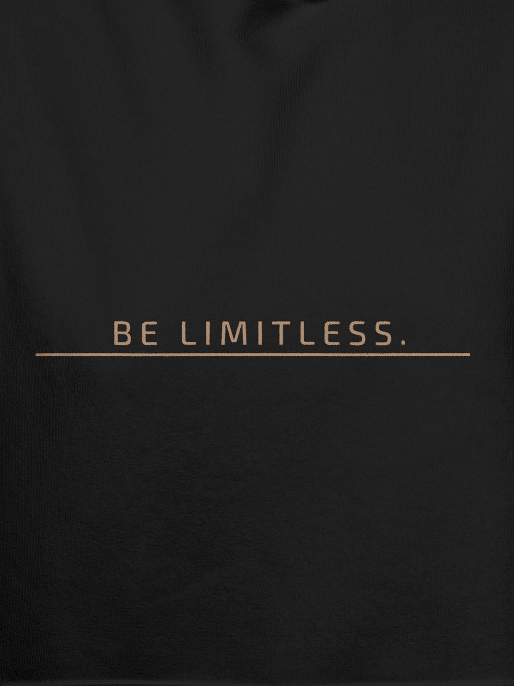 Close up of 'Be Limitless' design on Men's Dark Grey Hoodie Sweatshirt, highlighting intricate details and vibrant print.